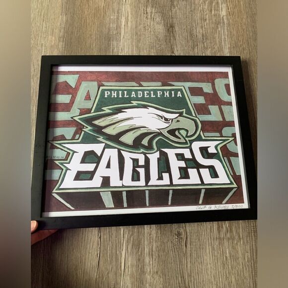 Philadelphia Eagles Sketch Drawing Art Picture Frame Memorabilia Man Cave 2013 - Picture 4 of 7